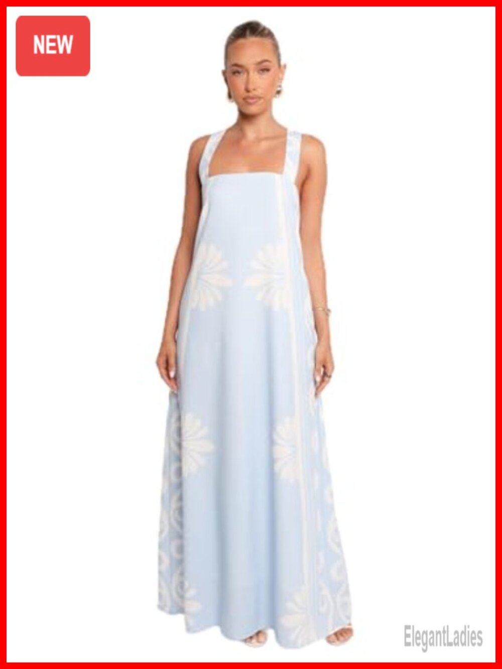 Maxi Dress Square Neck Sleeveless Back Cut Out Pockets